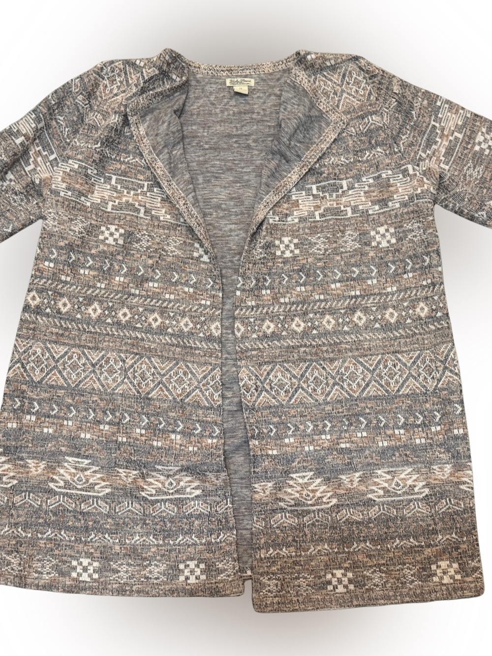 Lucky Brand Neutral Fair Isle Open Cardigan